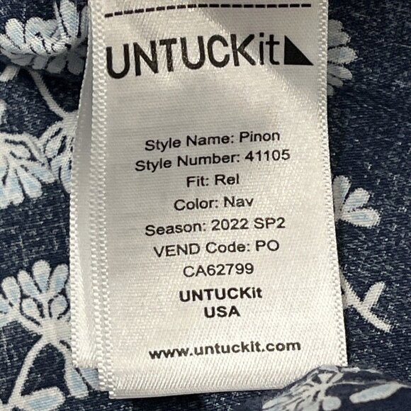 UNTUCKit Navy and White Casual Button Down Shirt - Picture 6 of 7